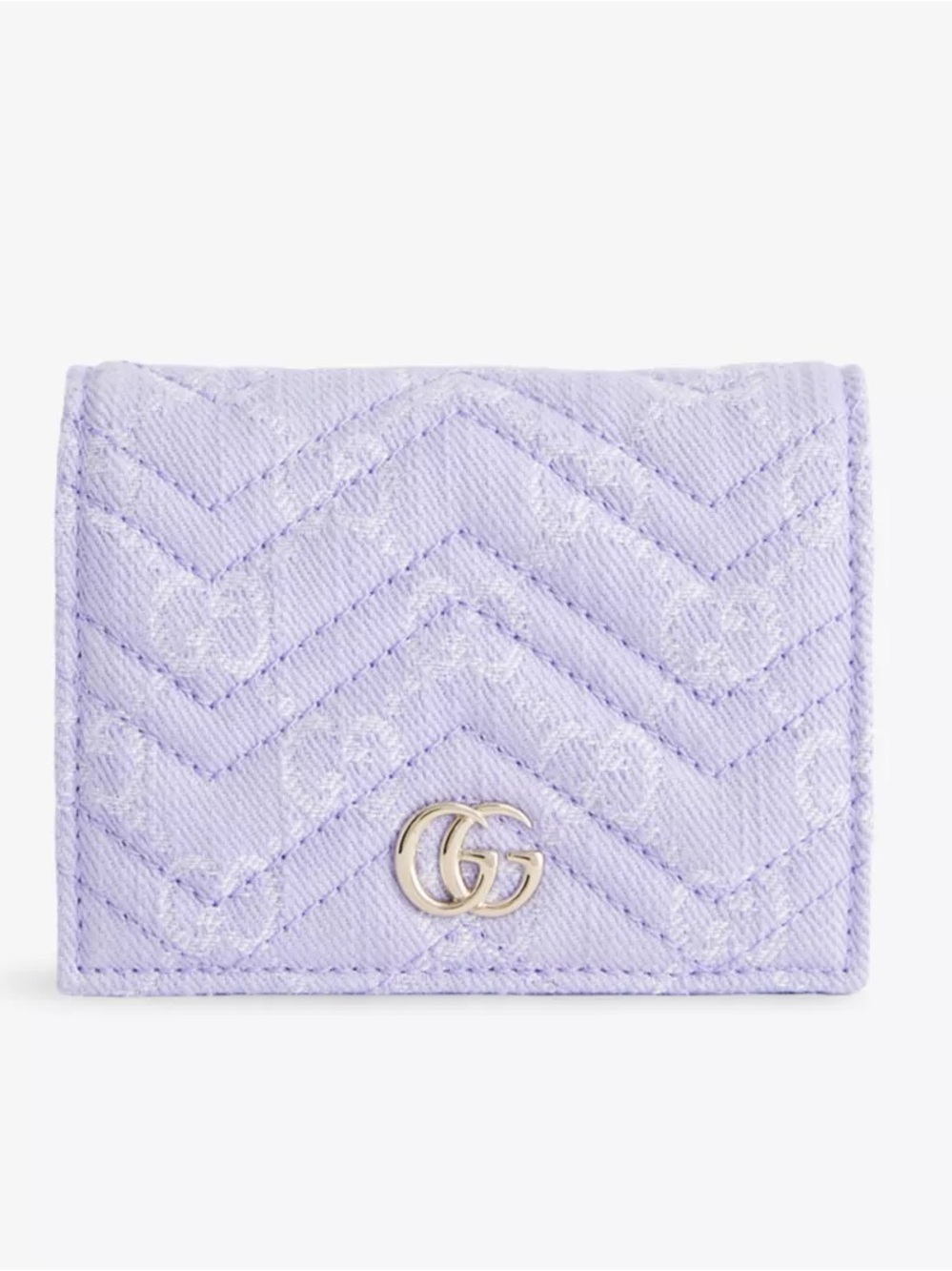 Gucci Purple GG Marmont Denim Wallet